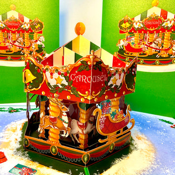🎄 Christmas Carousel 3D Pop-Up Greeting Card – Perfect Gift for Merry-Go-Round Lovers 🎄 Origami Pop Cards 3D Pop Up Greeting Card Merry Christmas Thank You Handmade Best Wishes Blank Card Gift Happy Holidays Celebrate the Special Day