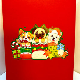 Christmas Dog Stockings 3D Origami Pop Cards 3D Pop Up Greeting Card Merry Christmas Thank You Handmade Best Wishes Blank Card Gift Happy Holidays Celebrate the Special Day with Belove Family