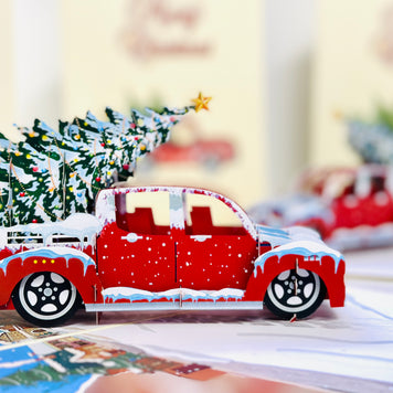 Christmas Holiday Truck Origami Pop Cards 3D Pop Up Greeting Card Merry Christmas Thank You Handmade Best Wishes Blank Card Gift Happy Holidays Celebrate the Special Day Moment with Family and Friends