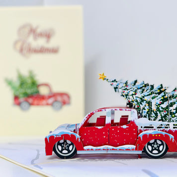 Christmas Holiday Truck Origami Pop Cards 3D Pop Up Greeting Card Merry Christmas Thank You Handmade Best Wishes Blank Card Gift Happy Holidays Celebrate the Special Day Moment with Family and Friends