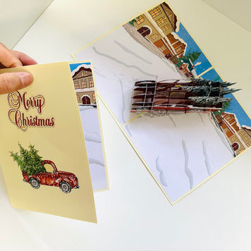 Christmas Holiday Truck Origami Pop Cards 3D Pop Up Greeting Card Merry Christmas Thank You Handmade Best Wishes Blank Card Gift Happy Holidays Celebrate the Special Day Moment with Family and Friends
