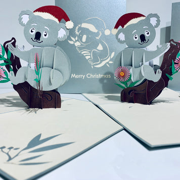 Aussie Christmas Santa Koala Christmas Unique Wild Animals of Australia Origami Pop Cards 3D Pop Up Greeting Card Christmas Thank You Handmade Best Wishes Happy Holidays Celebrate the Special Day Moment with Family and Friends