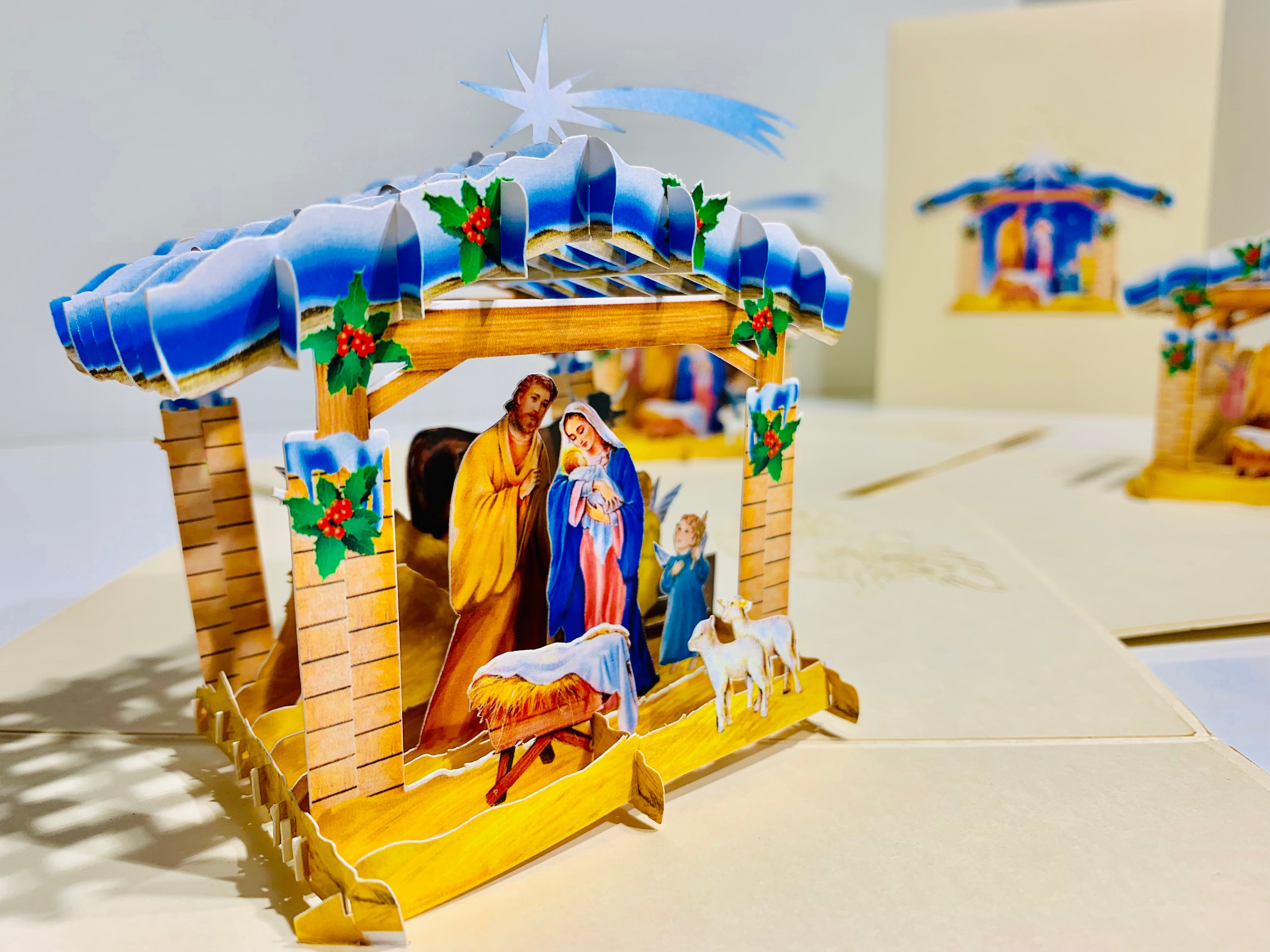 Christmas Nativity Scripture in Metallic Cream Origami Pop Cards 3D Pop Up Greeting Card Merry Christmas Thank You Handmade Best Wishes Blank Card Gift Happy Holidays Celebrate the Special Day Moment with Family and Friends Holy