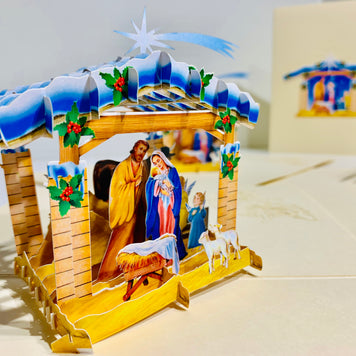 Christmas Nativity Scripture in Metallic Cream Origami Pop Cards 3D Pop Up Greeting Card Merry Christmas Thank You Handmade Best Wishes Blank Card Gift Happy Holidays Celebrate the Special Day Moment with Family and Friends Holy