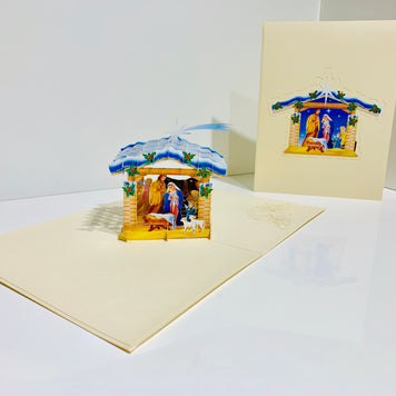 Christmas Nativity Scripture in Metallic Cream Origami Pop Cards 3D Pop Up Greeting Card Merry Christmas Thank You Handmade Best Wishes Blank Card Gift Happy Holidays Celebrate the Special Day Moment with Family and Friends Holy