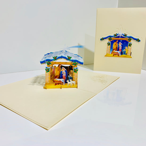 Christmas Nativity Scripture in Metallic Cream Origami Pop Cards 3D Pop Up Greeting Card Merry Christmas Thank You Handmade Best Wishes Blank Card Gift Happy Holidays Celebrate the Special Day Moment with Family and Friends Holy