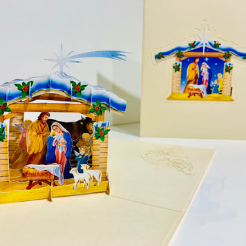 Christmas Nativity Scripture in Metallic Cream Origami Pop Cards 3D Pop Up Greeting Card Merry Christmas Thank You Handmade Best Wishes Blank Card Gift Happy Holidays Celebrate the Special Day Moment with Family and Friends Holy