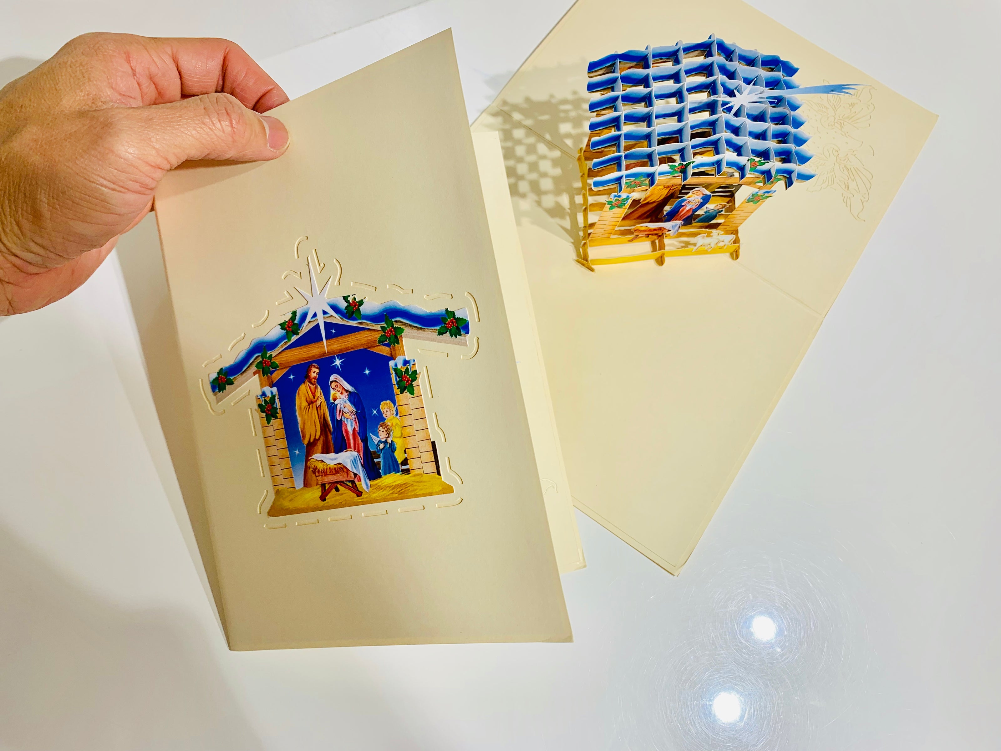 Christmas Nativity Scripture in Metallic Cream Origami Pop Cards 3D Pop Up Greeting Card Merry Christmas Thank You Handmade Best Wishes Blank Card Gift Happy Holidays Celebrate the Special Day Moment with Family and Friends Holy