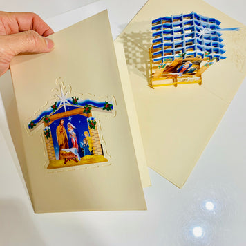 Christmas Nativity Scripture in Metallic Cream Origami Pop Cards 3D Pop Up Greeting Card Merry Christmas Thank You Handmade Best Wishes Blank Card Gift Happy Holidays Celebrate the Special Day Moment with Family and Friends Holy