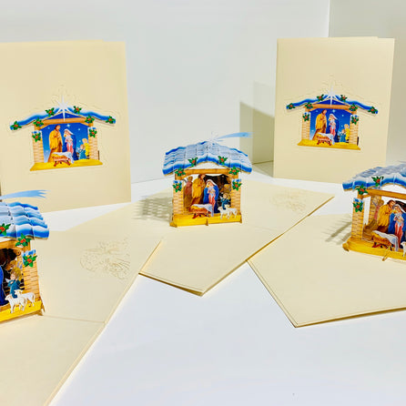 Christmas Nativity Scripture in Metallic Cream Origami Pop Cards 3D Pop Up Greeting Card Merry Christmas Thank You Handmade Best Wishes Blank Card Gift Happy Holidays Celebrate the Special Day Moment with Family and Friends Holy
