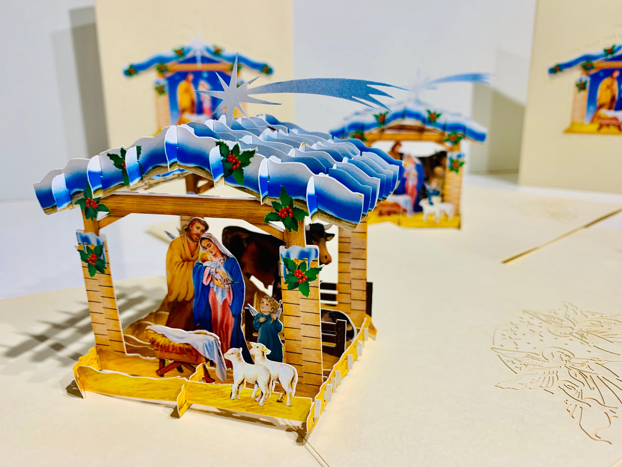 Christmas Nativity Scripture in Metallic Cream Origami Pop Cards 3D Pop Up Greeting Card Merry Christmas Thank You Handmade Best Wishes Blank Card Gift Happy Holidays Celebrate the Special Day Moment with Family and Friends Holy