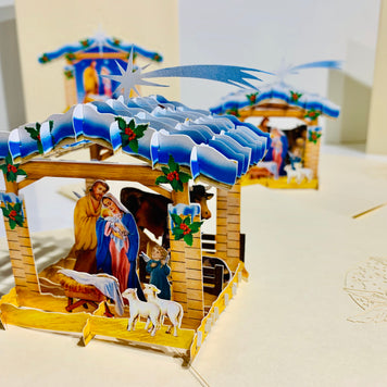 Christmas Nativity Scripture in Metallic Cream Origami Pop Cards 3D Pop Up Greeting Card Merry Christmas Thank You Handmade Best Wishes Blank Card Gift Happy Holidays Celebrate the Special Day Moment with Family and Friends Holy