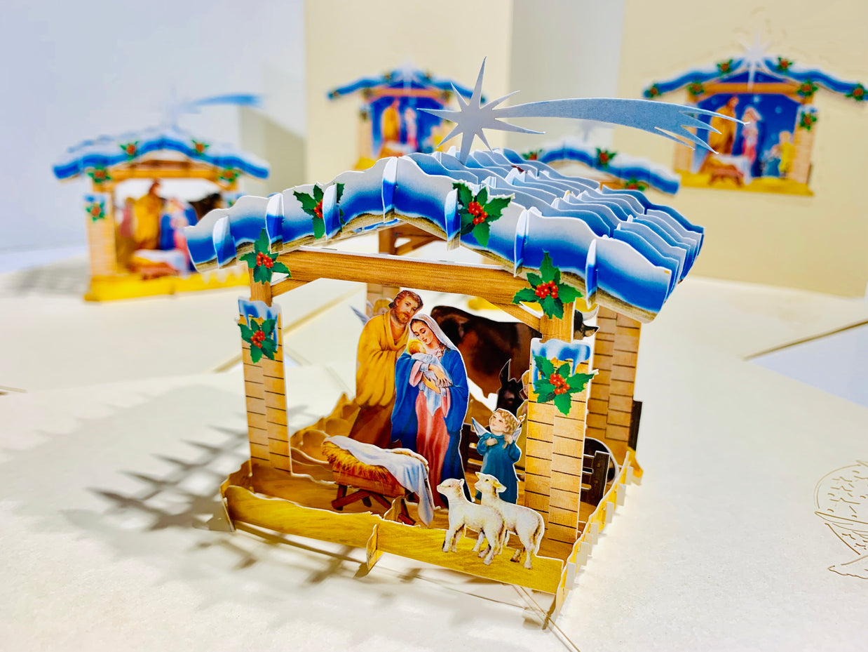 Christmas Nativity Scripture in Metallic Cream Origami Pop Cards 3D Pop Up Greeting Card Merry Christmas Thank You Handmade Best Wishes Blank Card Gift Happy Holidays Celebrate the Special Day Moment with Family and Friends Holy