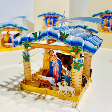 Christmas Nativity Scripture in Metallic Cream Origami Pop Cards 3D Pop Up Greeting Card Merry Christmas Thank You Handmade Best Wishes Blank Card Gift Happy Holidays Celebrate the Special Day Moment with Family and Friends Holy