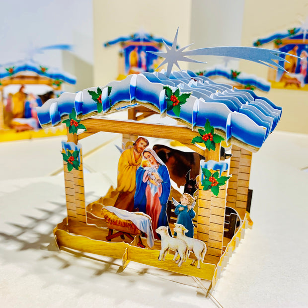 Christmas Nativity Scripture in Metallic Origami Pop Cards 3D Pop Up Greeting Card Merry Christmas Thank You Handmade Best Wishes Blank Card Gift Happy Holidays Celebrate the Special Day