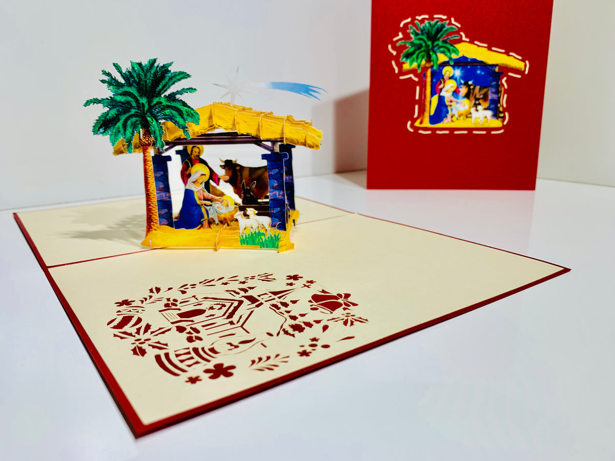 Christmas Nativity Scripture Origami Pop Cards 3D Pop Up Greeting Card Merry Christmas Thank You Handmade Best Wishes Blank Card Gift Happy Holidays Celebrate the Special Day