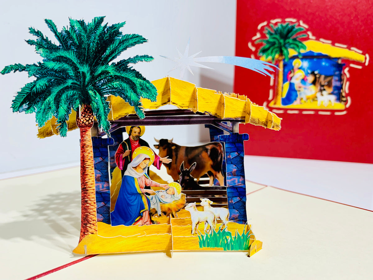 Christmas Nativity Scripture Origami Pop Cards 3D Pop Up Greeting Card Merry Christmas Thank You Handmade Best Wishes Blank Card Gift Happy Holidays Celebrate the Special Day