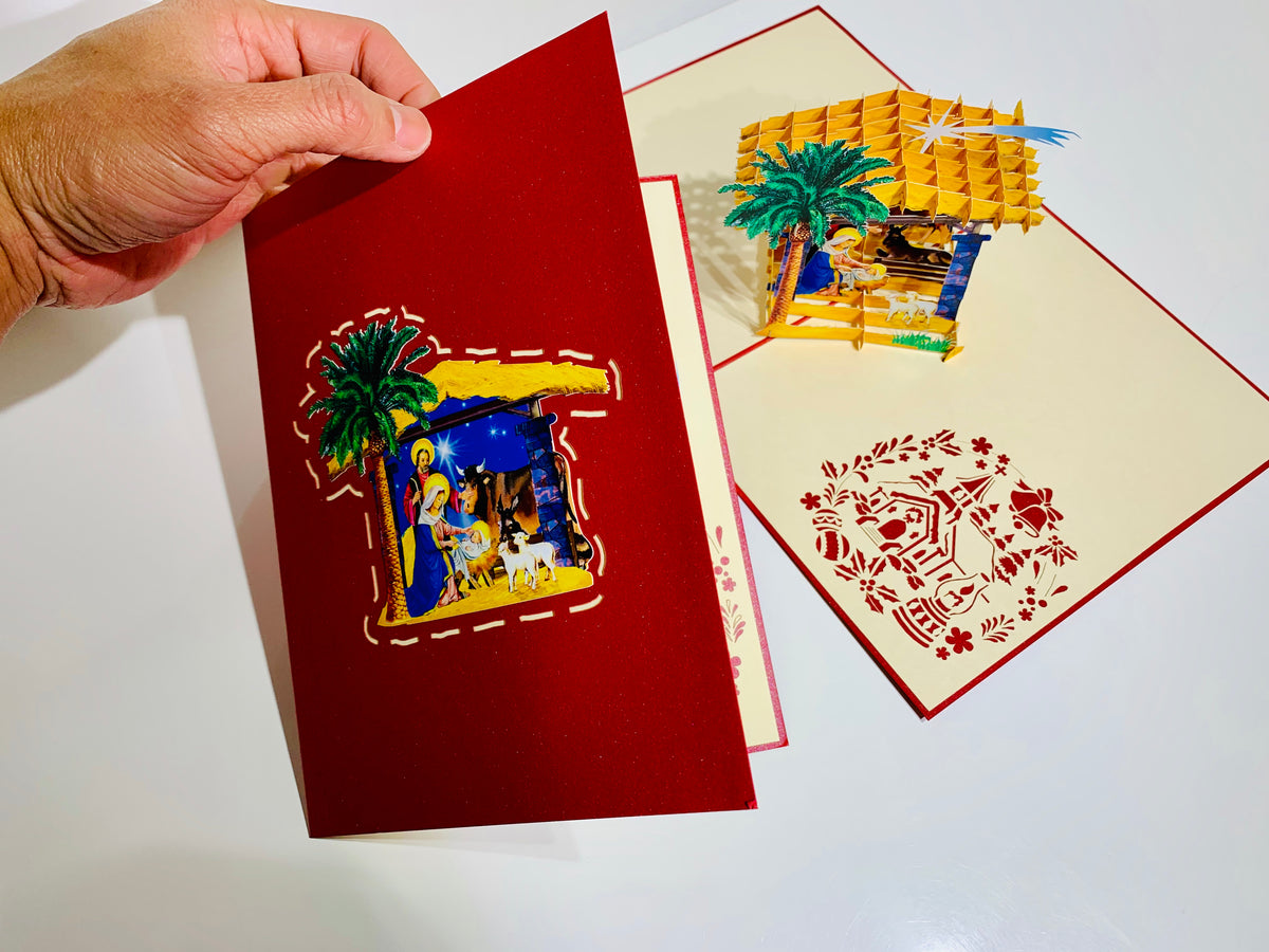 Christmas Nativity Scripture Origami Pop Cards 3D Pop Up Greeting Card Merry Christmas Thank You Handmade Best Wishes Blank Card Gift Happy Holidays Celebrate the Special Day