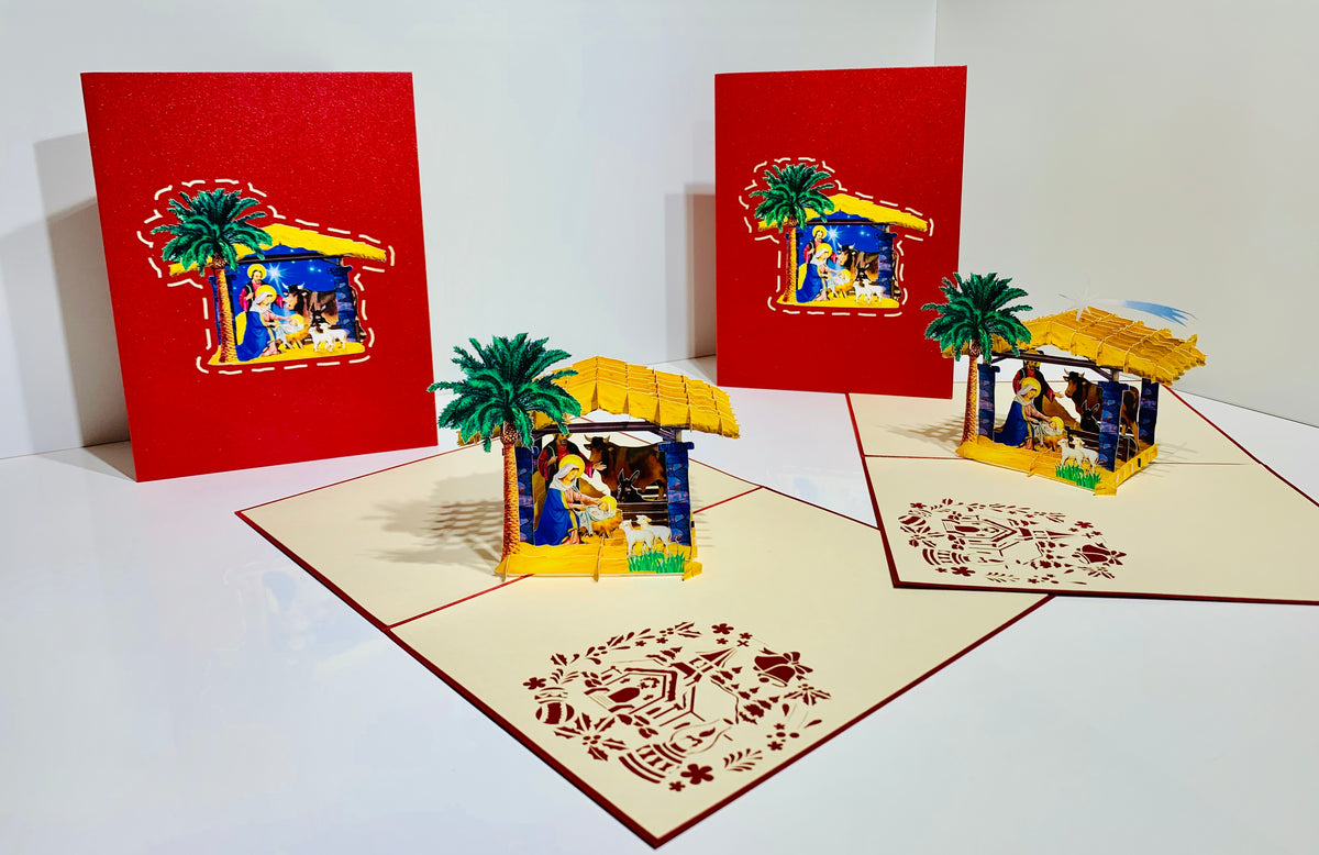 Christmas Nativity Scripture Origami Pop Cards 3D Pop Up Greeting Card Merry Christmas Thank You Handmade Best Wishes Blank Card Gift Happy Holidays Celebrate the Special Day