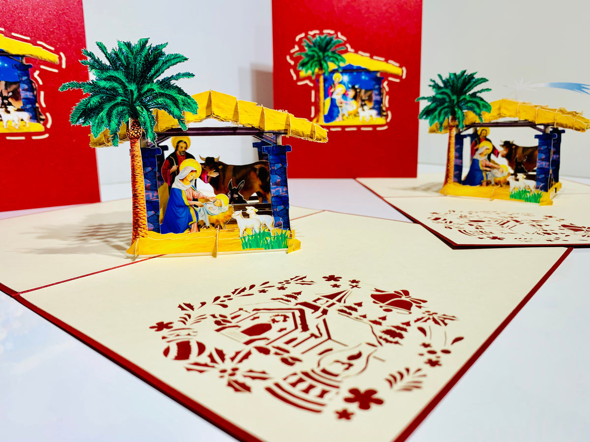 Christmas Nativity Scripture Origami Pop Cards 3D Pop Up Greeting Card Merry Christmas Thank You Handmade Best Wishes Blank Card Gift Happy Holidays Celebrate the Special Day