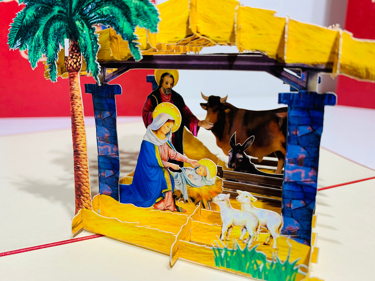 Christmas Nativity Scripture Origami Pop Cards 3D Pop Up Greeting Card Merry Christmas Thank You Handmade Best Wishes Blank Card Gift Happy Holidays Celebrate the Special Day