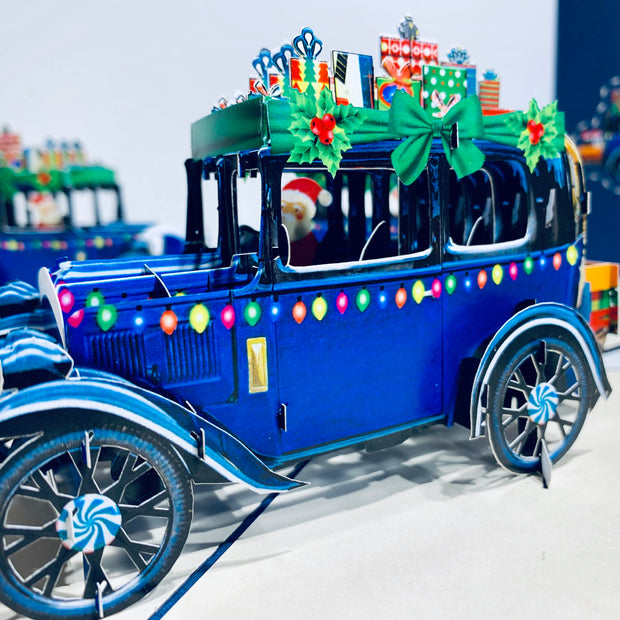 Christmas Santa Driving in His Vintage Blue Truck Pop Up Card Origami Pop Cards 3D Pop Up Greeting Card Merry Christmas Thank You Handmade Best Wishes Blank Card Gift Happy Holidays Celebrate the Special Day Moment with Family and Friends