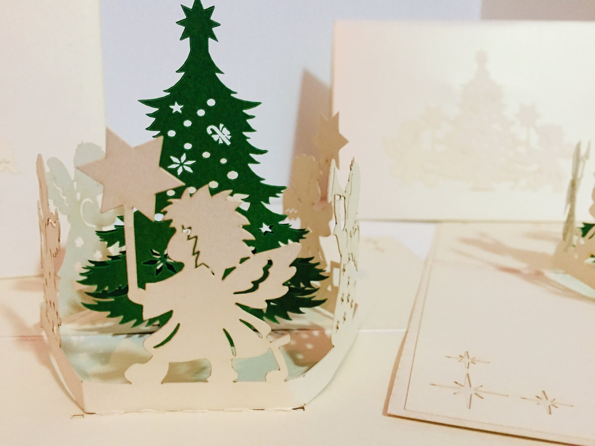 Christmas White Angels Origami Pop Cards 3D Pop Up Greeting Card Merry Christmas Thank You Handmade Best Wishes Blank Card Gift Happy Holidays Celebrate the Special Day Moment with Family and Friends Holy