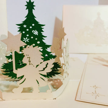 Christmas White Angels Origami Pop Cards 3D Pop Up Greeting Card Merry Christmas Thank You Handmade Best Wishes Blank Card Gift Happy Holidays Celebrate the Special Day Moment with Family and Friends Holy