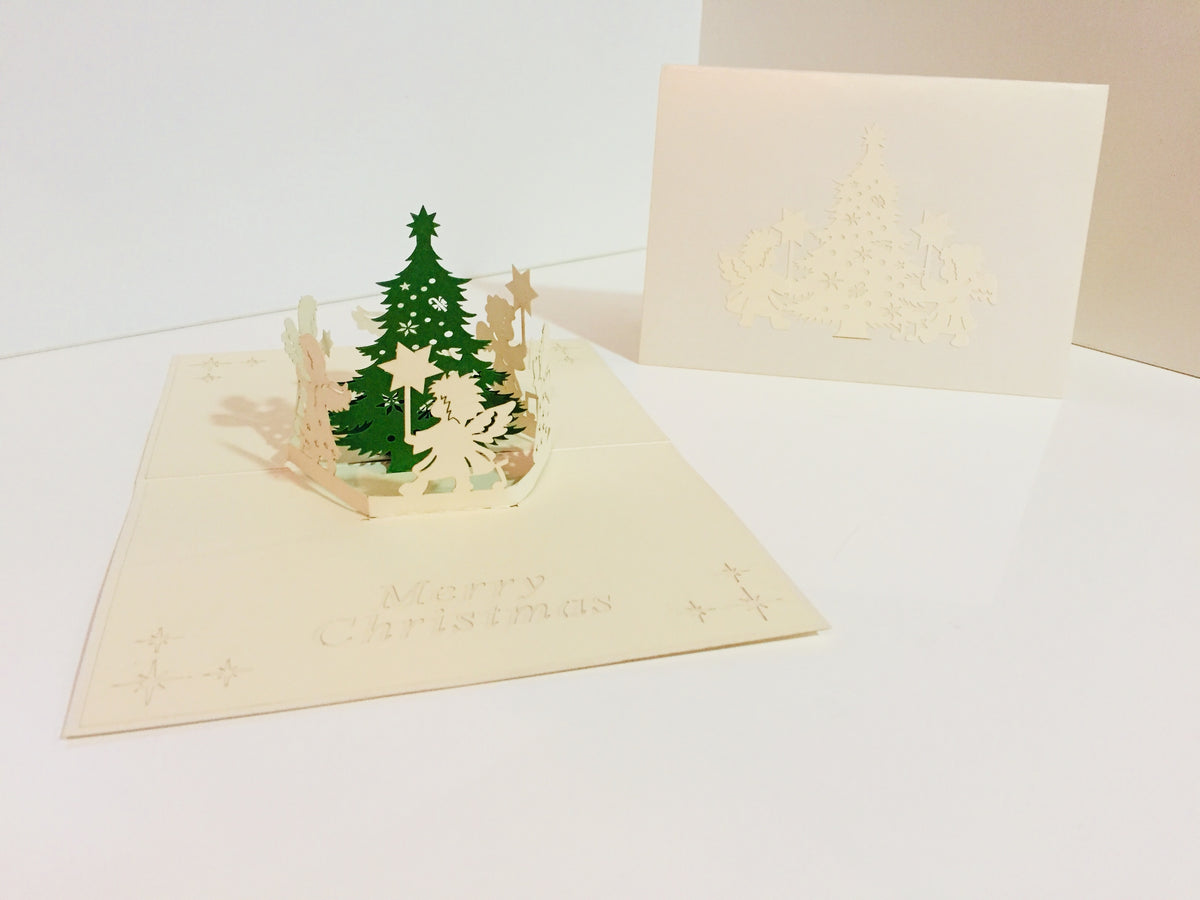 Christmas White Angels Origami Pop Cards 3D Pop Up Greeting Card Merry Christmas Thank You Handmade Best Wishes Blank Card Gift Happy Holidays Celebrate the Special Day Moment with Family and Friends Holy