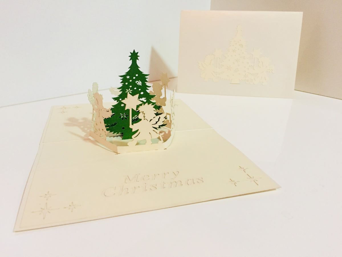 Christmas White Angels Origami Pop Cards 3D Pop Up Greeting Card Merry Christmas Thank You Handmade Best Wishes Blank Card Gift Happy Holidays Celebrate the Special Day Moment with Family and Friends Holy