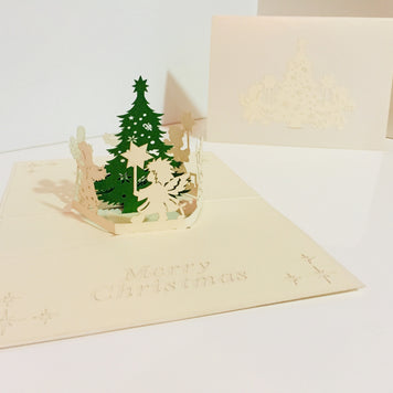 Christmas White Angels Origami Pop Cards 3D Pop Up Greeting Card Merry Christmas Thank You Handmade Best Wishes Blank Card Gift Happy Holidays Celebrate the Special Day Moment with Family and Friends Holy