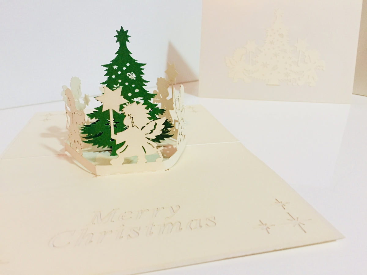 Christmas White Angels Origami Pop Cards 3D Pop Up Greeting Card Merry Christmas Thank You Handmade Best Wishes Blank Card Gift Happy Holidays Celebrate the Special Day Moment with Family and Friends Holy