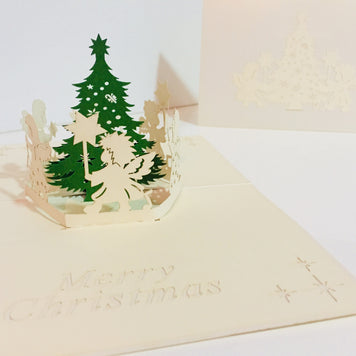 Christmas White Angels Origami Pop Cards 3D Pop Up Greeting Card Merry Christmas Thank You Handmade Best Wishes Blank Card Gift Happy Holidays Celebrate the Special Day Moment with Family and Friends Holy