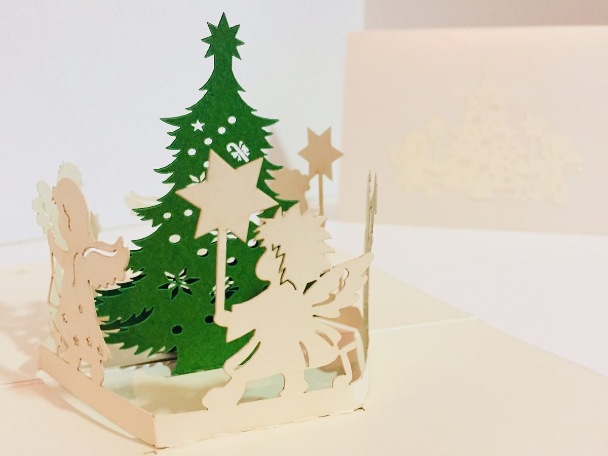 Christmas White Angels Origami Pop Cards 3D Pop Up Greeting Card Merry Christmas Thank You Handmade Best Wishes Blank Card Gift Happy Holidays Celebrate the Special Day Moment with Family and Friends Holy