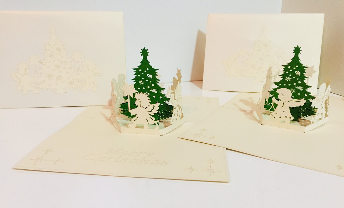 Christmas White Angels Origami Pop Cards 3D Pop Up Greeting Card Merry Christmas Thank You Handmade Best Wishes Blank Card Gift Happy Holidays Celebrate the Special Day Moment with Family and Friends Holy
