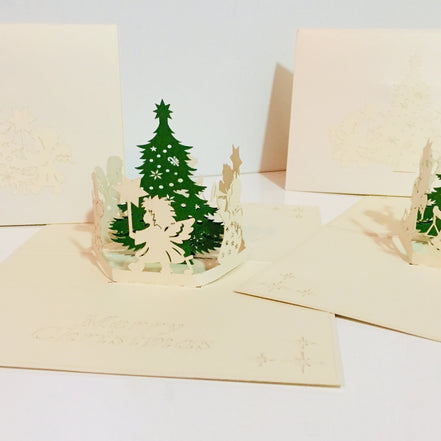 Christmas White Angels Origami Pop Cards 3D Pop Up Greeting Card Merry Christmas Thank You Handmade Best Wishes Blank Card Gift Happy Holidays Celebrate the Special Day Moment with Family and Friends Holy