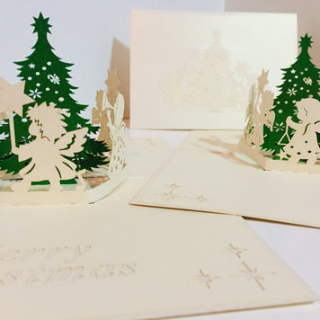 Christmas White Angels Origami Pop Cards 3D Pop Up Greeting Card Merry Christmas Thank You Handmade Best Wishes Blank Card Gift Happy Holidays Celebrate the Special Day Moment with Family and Friends Holy