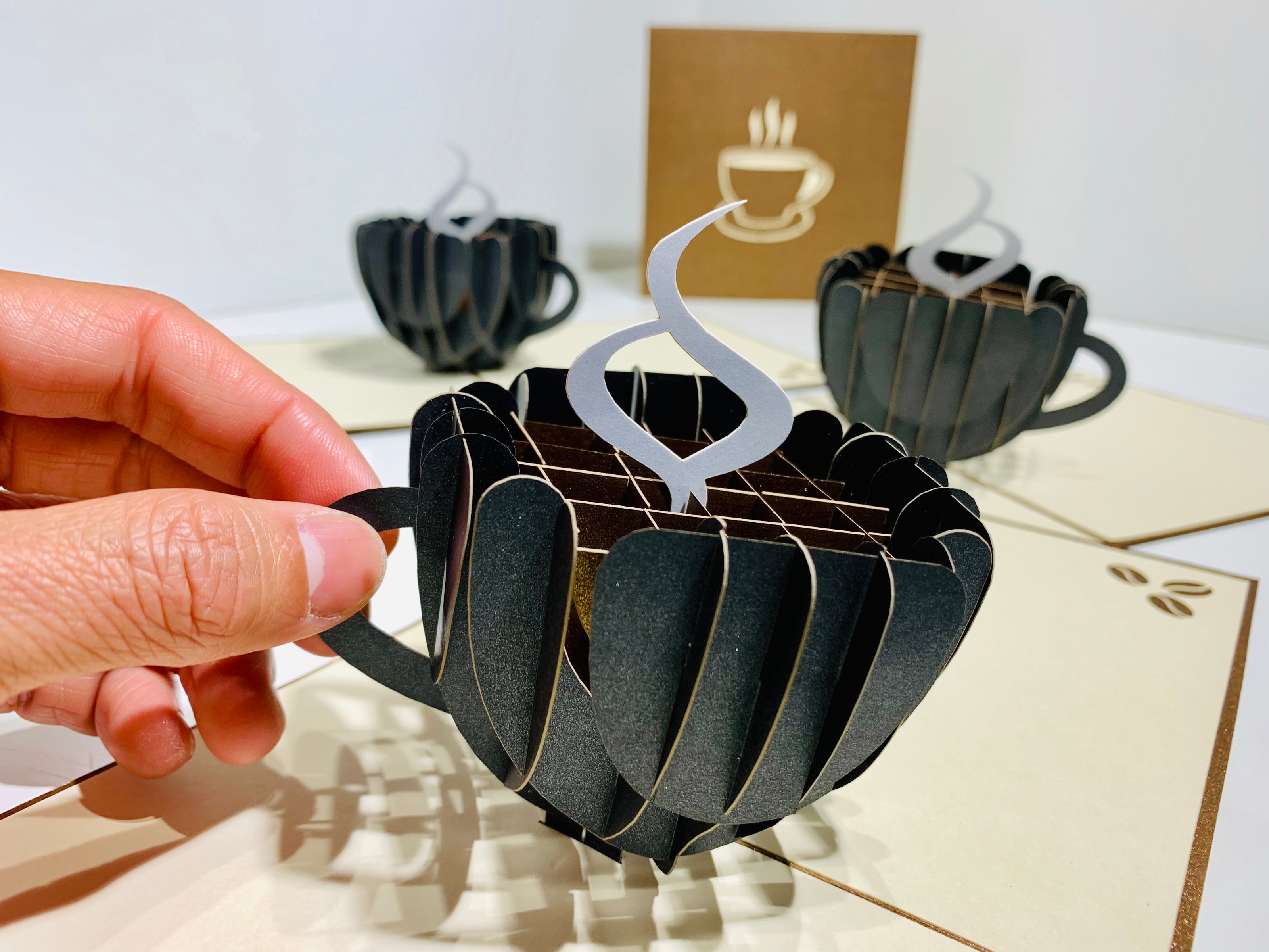 Espresso Coffee Cup ~ Perfect Gifts for Crazy Cat Lovers Origami Pop Cards 3D Pop Up Greeting Card Best Wishes Happy Birthday Gift Thank You Handmade Best Wishes Blank Card for Any Occasion Happy Mother's Day Happy Father's Day CelebratioN