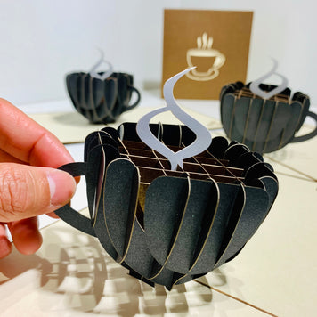 Espresso Coffee Cup ~ Perfect Gifts for Crazy Cat Lovers Origami Pop Cards 3D Pop Up Greeting Card Best Wishes Happy Birthday Gift Thank You Handmade Best Wishes Blank Card for Any Occasion Happy Mother's Day Happy Father's Day CelebratioN