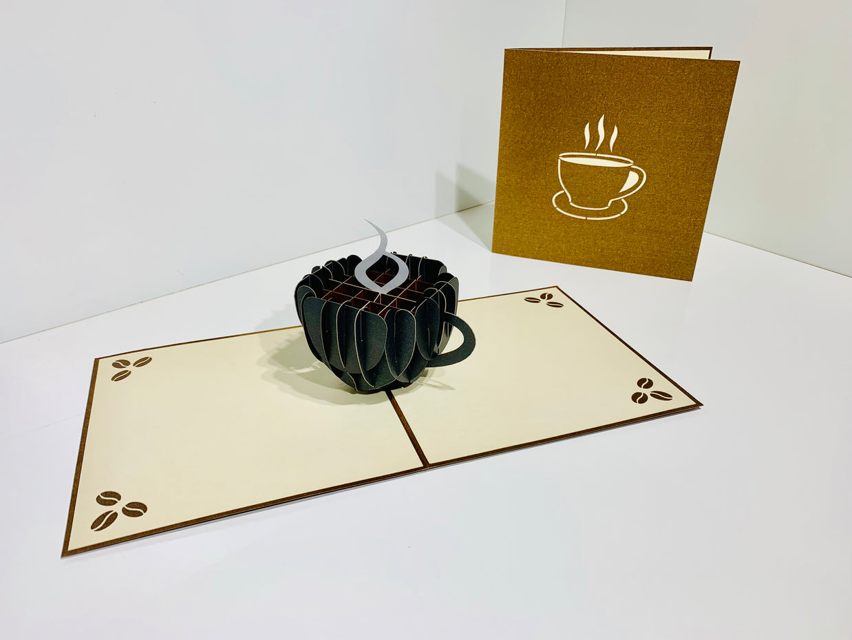 Espresso Coffee Cup ~ Perfect Gifts for Crazy Cat Lovers Origami Pop Cards 3D Pop Up Greeting Card Best Wishes Happy Birthday Gift Thank You Handmade Best Wishes Blank Card for Any Occasion Happy Mother's Day Happy Father's Day CelebratioN