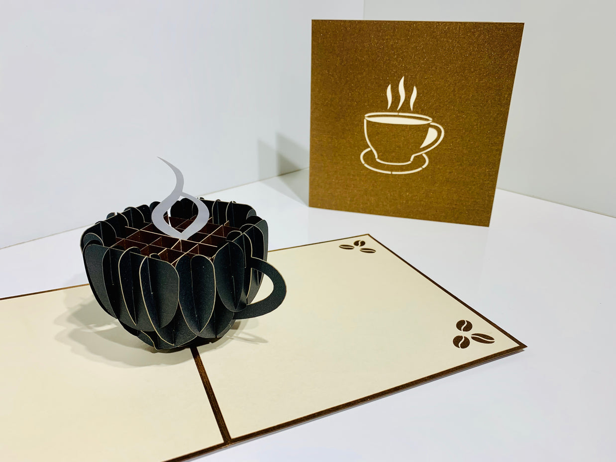 Espresso Coffee Cup ~ Perfect Gifts for Crazy Cat Lovers Origami Pop Cards 3D Pop Up Greeting Card Best Wishes Happy Birthday Gift Thank You Handmade Best Wishes Blank Card for Any Occasion Happy Mother's Day Happy Father's Day CelebratioN