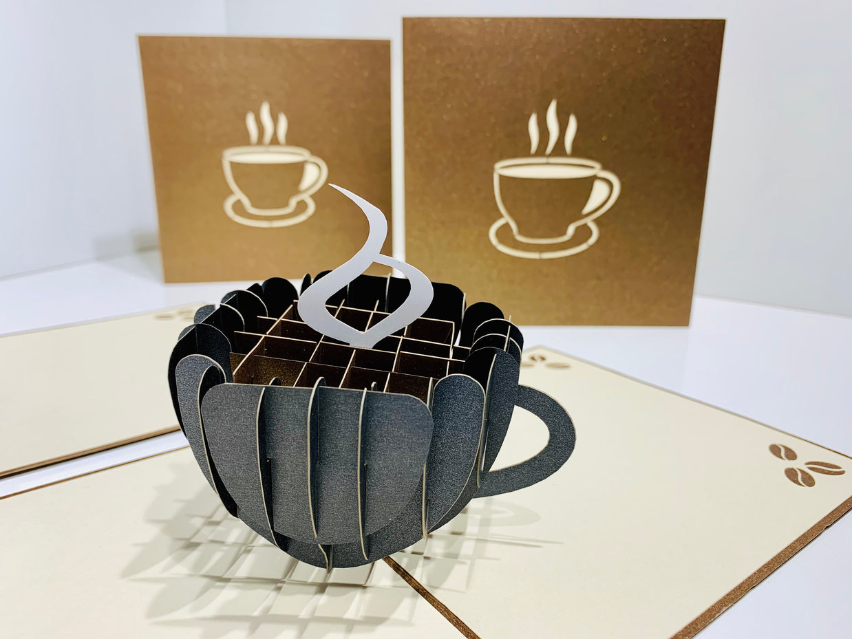 Espresso Coffee Cup ~ Perfect Gifts for Crazy Cat Lovers Origami Pop Cards 3D Pop Up Greeting Card Best Wishes Happy Birthday Gift Thank You Handmade Best Wishes Blank Card for Any Occasion Happy Mother's Day Happy Father's Day CelebratioN