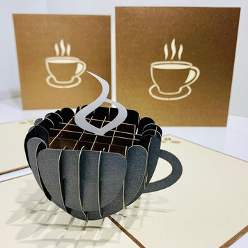 Espresso Coffee Cup ~ Perfect Gifts for Crazy Cat Lovers Origami Pop Cards 3D Pop Up Greeting Card Best Wishes Happy Birthday Gift Thank You Handmade Best Wishes Blank Card for Any Occasion Happy Mother's Day Happy Father's Day CelebratioN