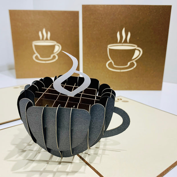 Espresso Coffee Cup ~ Perfect Gifts for Crazy Cat Lovers Origami Pop Cards 3D Pop Up Greeting Card Best Wishes Happy Birthday Gift Thank You Handmade Best Wishes Blank Card for Any Occasion Happy Mother's Day Happy Father's Day CelebratioN