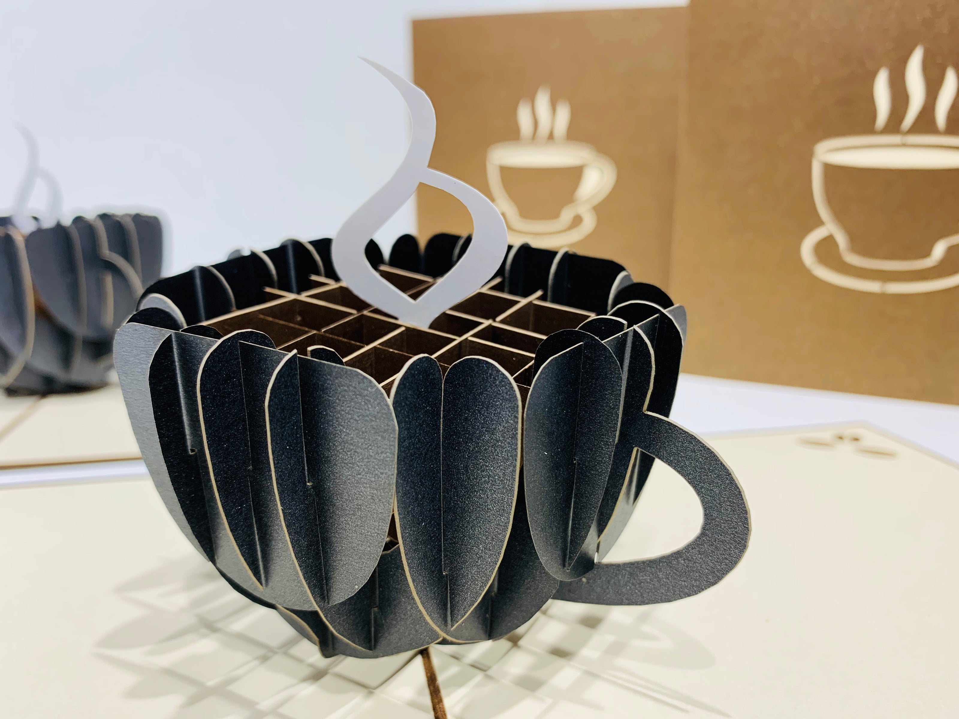 Espresso Coffee Cup ~ Perfect Gifts for Crazy Cat Lovers Origami Pop Cards 3D Pop Up Greeting Card Best Wishes Happy Birthday Gift Thank You Handmade Best Wishes Blank Card for Any Occasion Happy Mother's Day Happy Father's Day CelebratioN