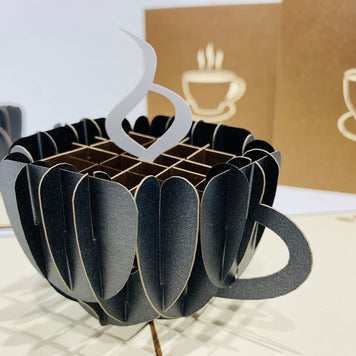 Espresso Coffee Cup ~ Perfect Gifts for Crazy Cat Lovers Origami Pop Cards 3D Pop Up Greeting Card Best Wishes Happy Birthday Gift Thank You Handmade Best Wishes Blank Card for Any Occasion Happy Mother's Day Happy Father's Day CelebratioN