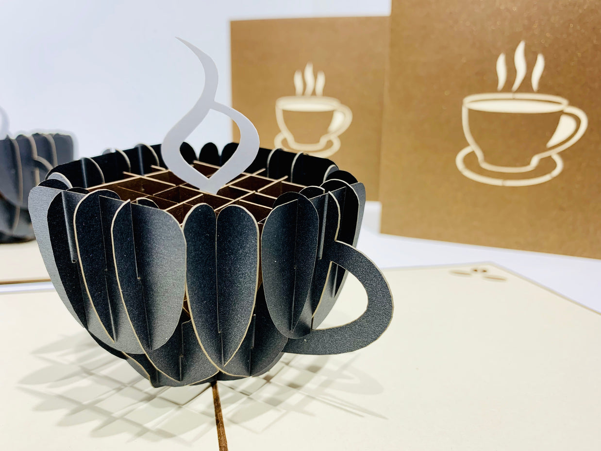Espresso Coffee Cup ~ Perfect Gifts for Crazy Cat Lovers Origami Pop Cards 3D Pop Up Greeting Card Best Wishes Happy Birthday Gift Thank You Handmade Best Wishes Blank Card for Any Occasion Happy Mother's Day Happy Father's Day CelebratioN