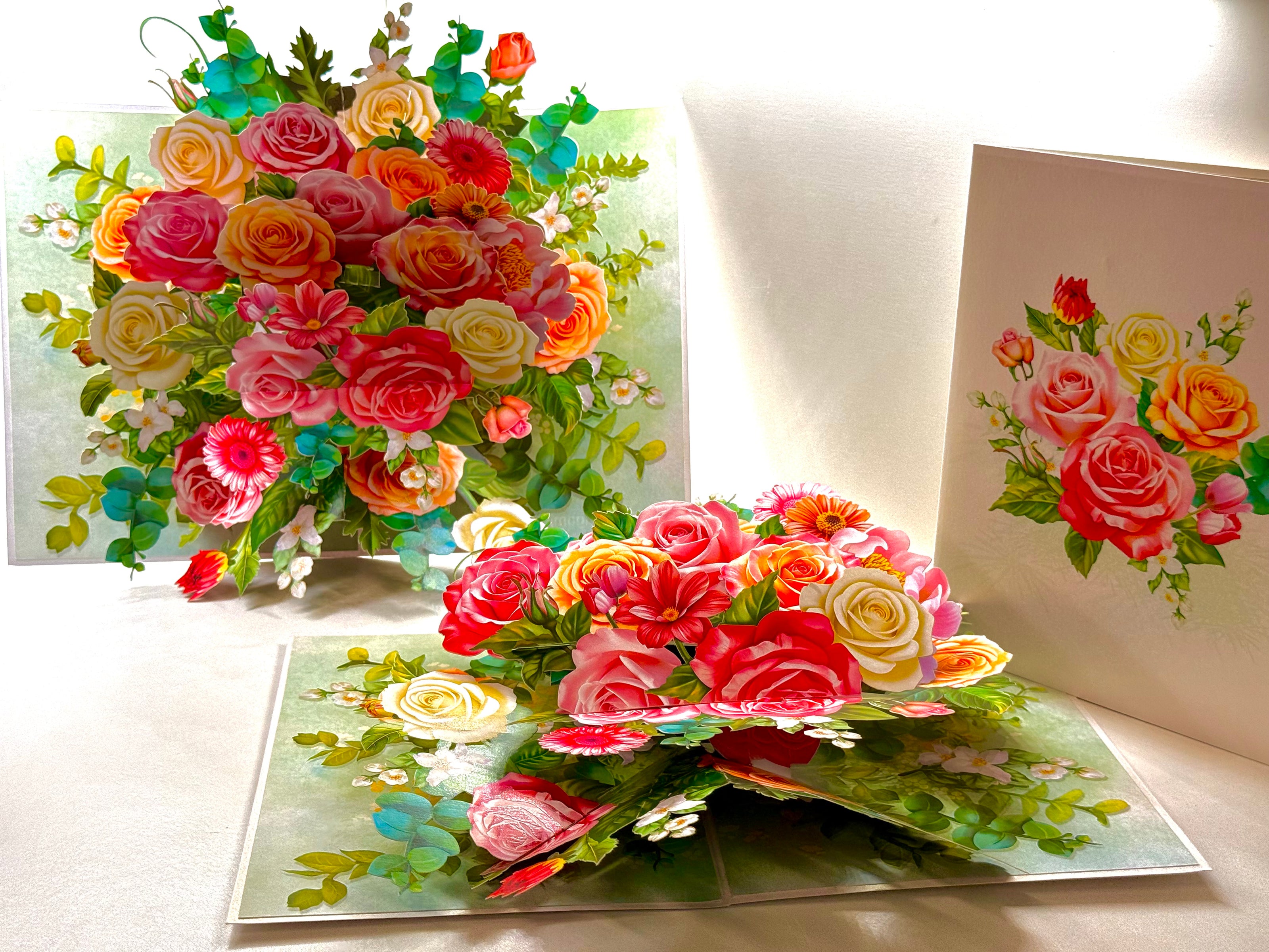 Colourful Rose Garden Origami Pop Cards 3D Pop Up Greeting Card Happy Birthday Thank You Handmade Gift Thinking of You Blank Card for Any Occasion Happy Mother's Day Happy Father's Australiana Celebrate the Beauty of Autumn Flowe
