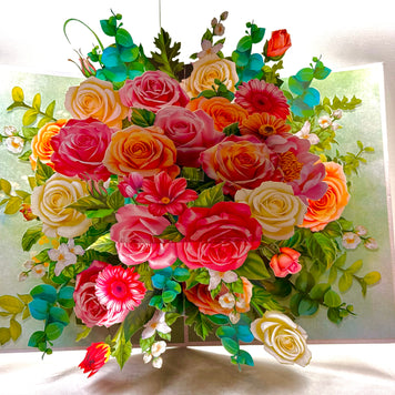 Colourful Rose Garden Origami Pop Cards 3D Pop Up Greeting Card Happy Birthday Thank You Handmade Gift Thinking of You Blank Card for Any Occasion Happy Mother's Day Happy Father's Australiana Celebrate the Beauty of Autumn Flowe