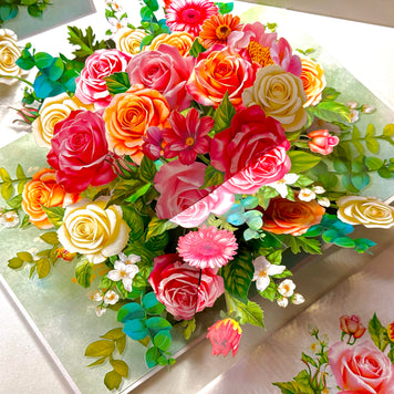 Colourful Rose Garden Origami Pop Cards 3D Pop Up Greeting Card Happy Birthday Thank You Handmade Gift Thinking of You Blank Card for Any Occasion Happy Mother's Day Happy Father's Australiana Celebrate the Beauty of Autumn Flowe